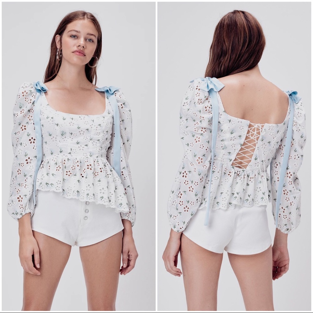 For Love and Lemons "Wild Cherry" Blouse